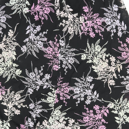 Berkertex Womens Black Floral  Skater Skirt Size 14