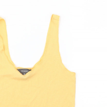 Primark Womens Yellow  Jersey Cropped Tank Size XS