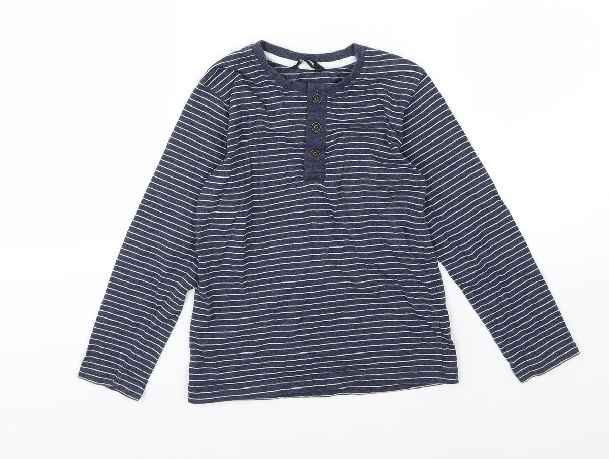 George Boys Blue Striped Jersey Basic T-Shirt Size 5-6 Years