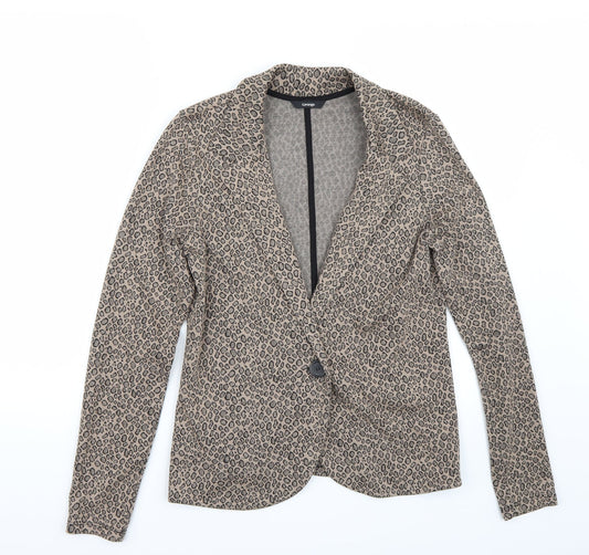 George Womens Brown Animal Print  Jacket Blazer Size 12