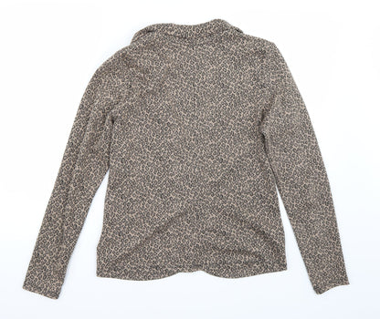 George Womens Brown Animal Print  Jacket Blazer Size 12