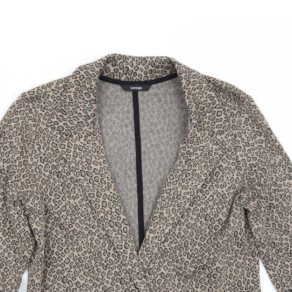 George Womens Brown Animal Print  Jacket Blazer Size 12