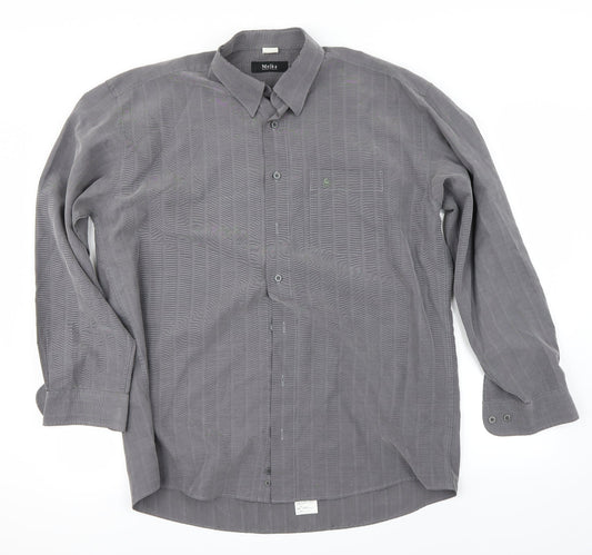 Mens UK Size L Melka Grey  Button-Up Long Sleeve Casual Shirt
