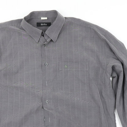 Mens UK Size L Melka Grey  Button-Up Long Sleeve Casual Shirt