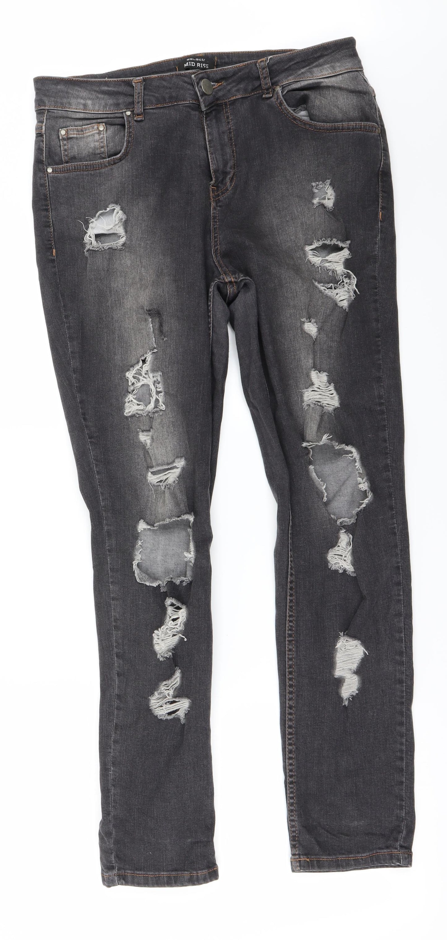 Womens UK Size 12 Selected Regular Fit Straight Grey Jeans