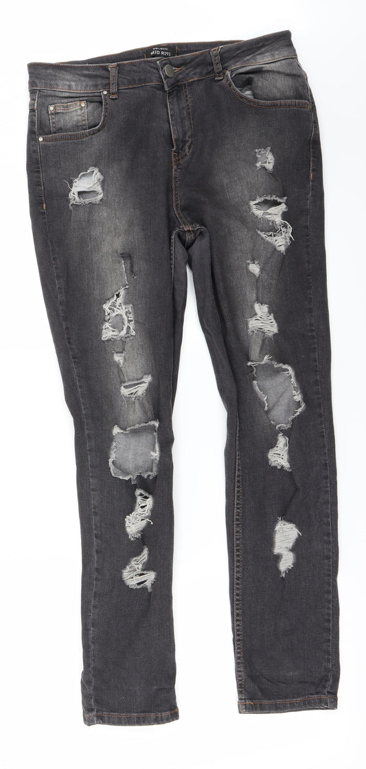 Womens UK Size 12 Selected Regular Fit Straight Grey Jeans