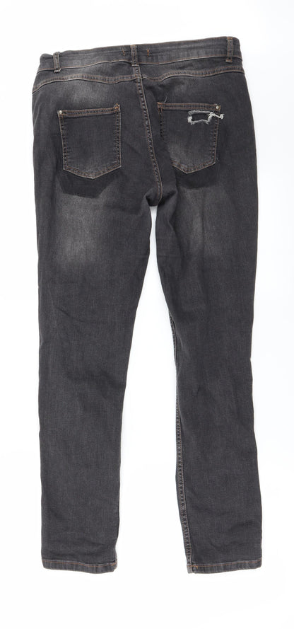 Womens UK Size 12 Selected Regular Fit Straight Grey Jeans