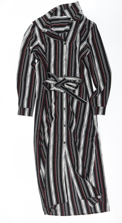 Preworn Womens Black Striped  Bodycon  Size XS
