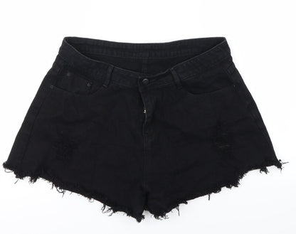 SheIn Womens Black   Cut-Off Shorts Size 32 in