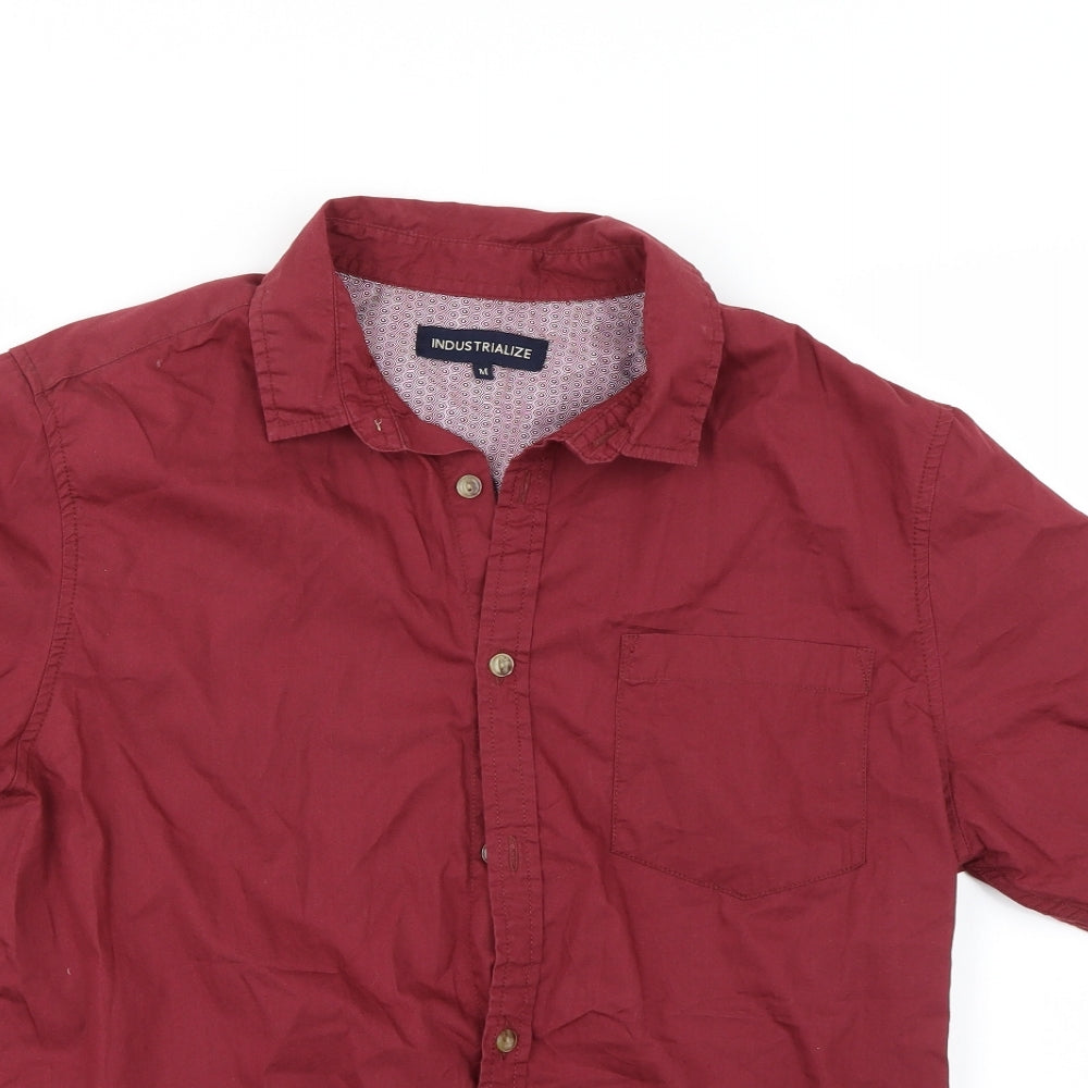 Mens UK Size M Industrialize Red  Button-Up Short Sleeve Casual Shirt