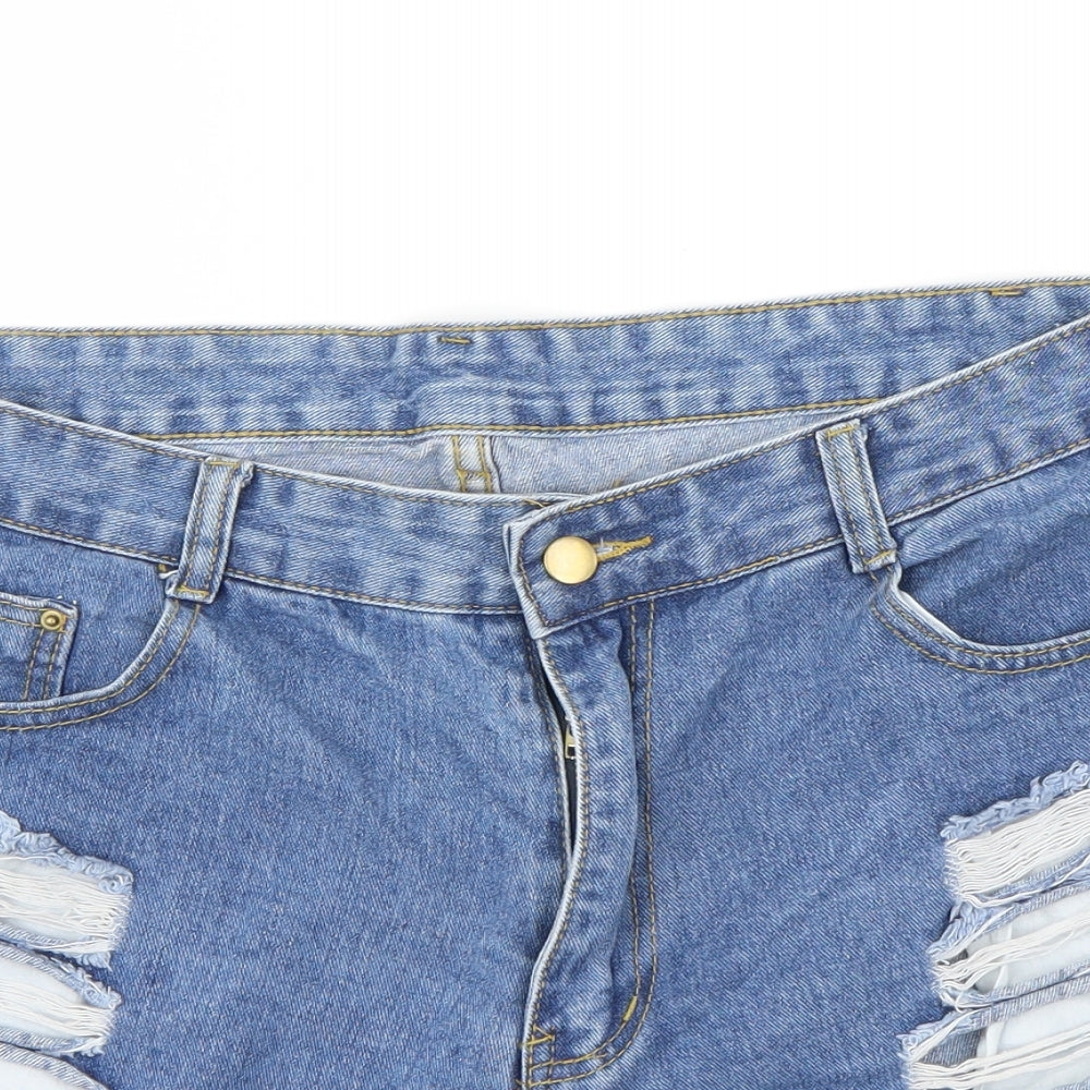 SheIn Womens Blue   Cut-Off Shorts Size 32 in