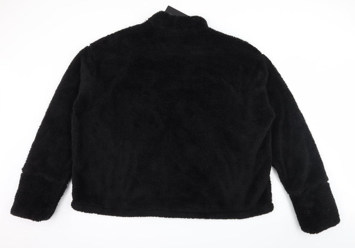 PRETTYLITTLETHING Womens Black  Microfibre Pullover Sweatshirt Size 8