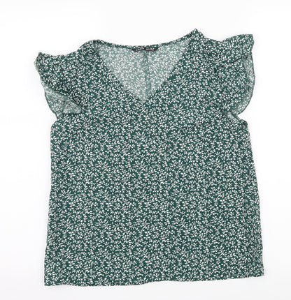 SheIn Womens Green Floral  Basic Blouse Size S