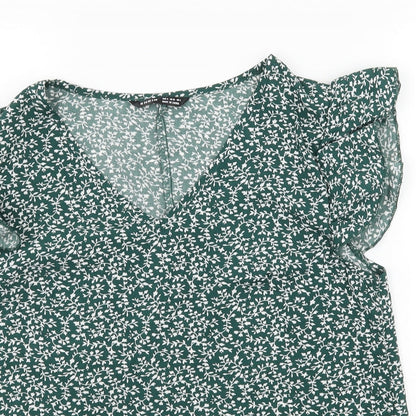 SheIn Womens Green Floral  Basic Blouse Size S