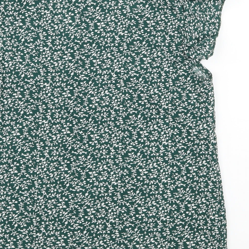 SheIn Womens Green Floral  Basic Blouse Size S