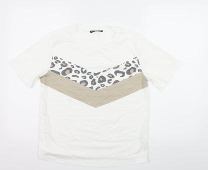 SheIn Womens White Striped Jersey Basic T-Shirt Size S