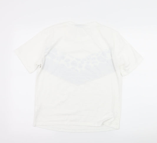 SheIn Womens White Striped Jersey Basic T-Shirt Size S