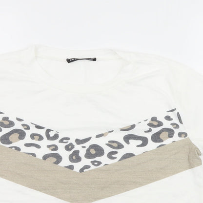 SheIn Womens White Striped Jersey Basic T-Shirt Size S