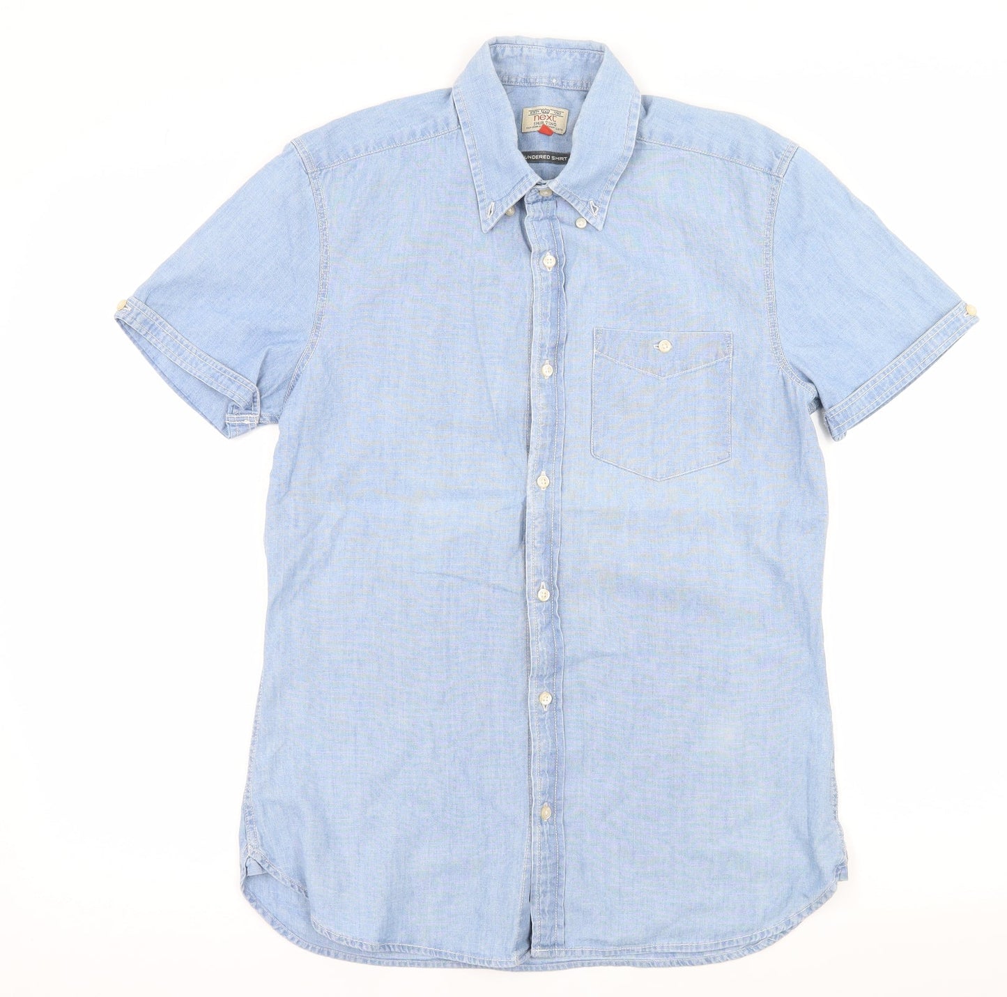 Mens UK Size S NEXT Blue  Button-Up Short Sleeve Casual Shirt