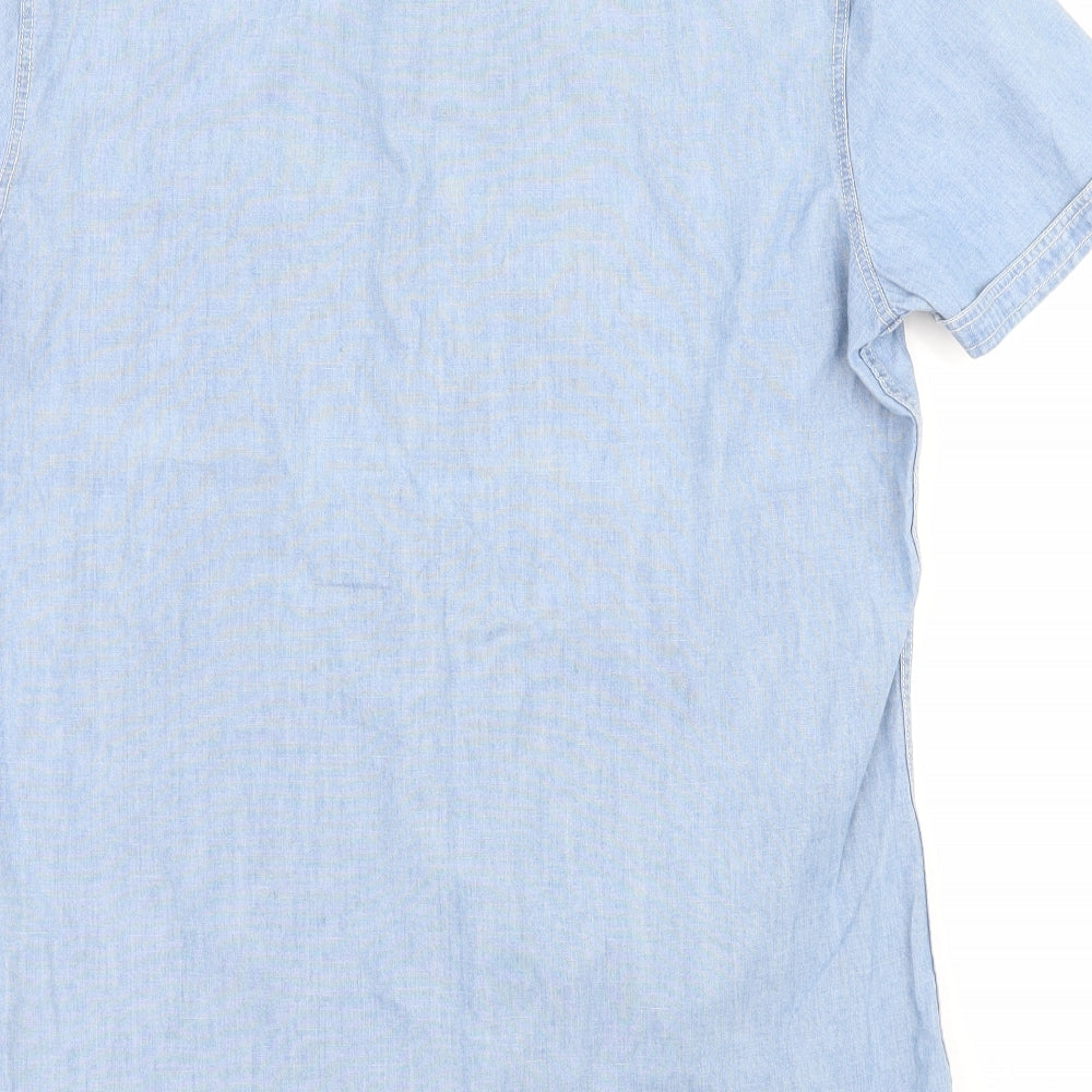 Mens UK Size S NEXT Blue  Button-Up Short Sleeve Casual Shirt