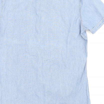 Mens UK Size S NEXT Blue  Button-Up Short Sleeve Casual Shirt