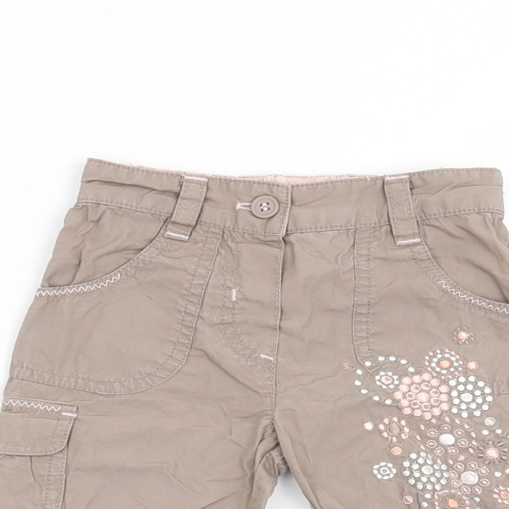 Mothercare Girls Brown Floral  Capri Trousers Size 6-9 Months