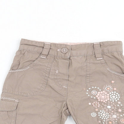 Mothercare Girls Brown Floral  Capri Trousers Size 6-9 Months