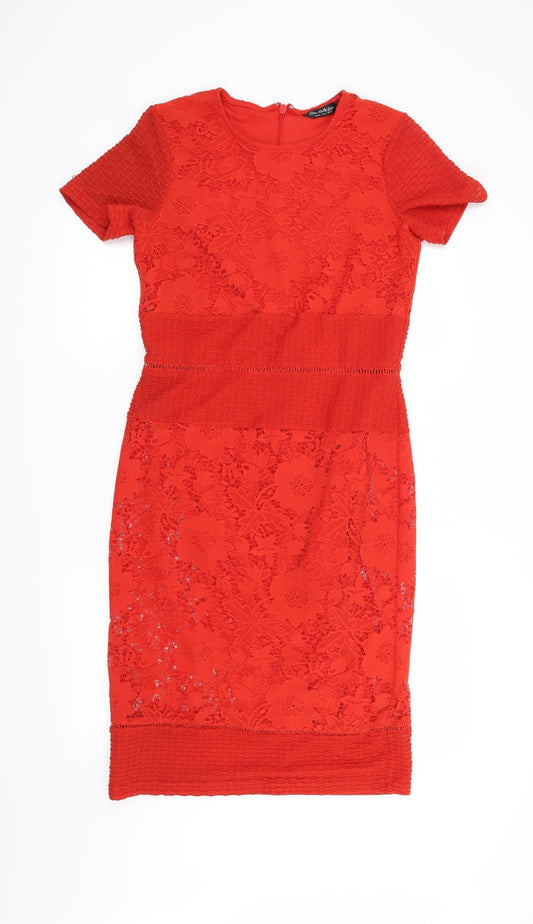 Miss Selfridge Womens Red Floral  Shift  Size 10