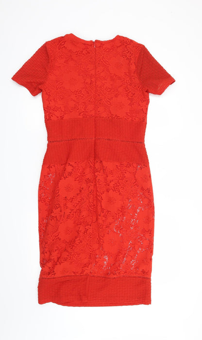 Miss Selfridge Womens Red Floral  Shift  Size 10