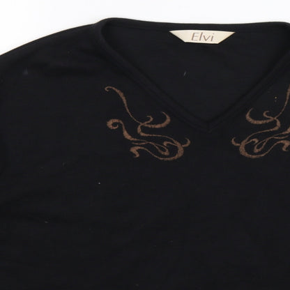 ELVI Womens Black   Pullover Sweatshirt Size M  - Oversized