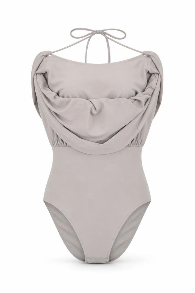 Womens UK Size 8 Love One-Piece Grey Bodysuit
