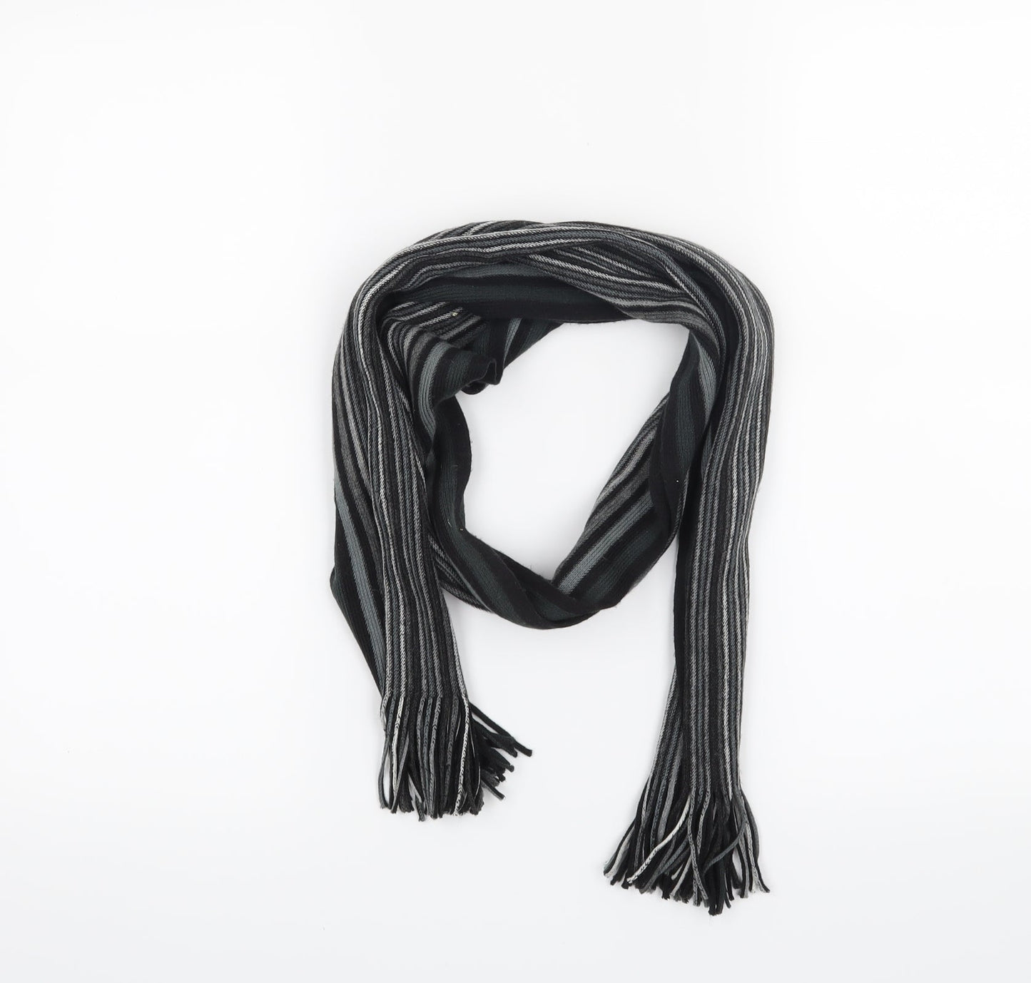 Preworn Mens Black Striped  Scarf  One Size