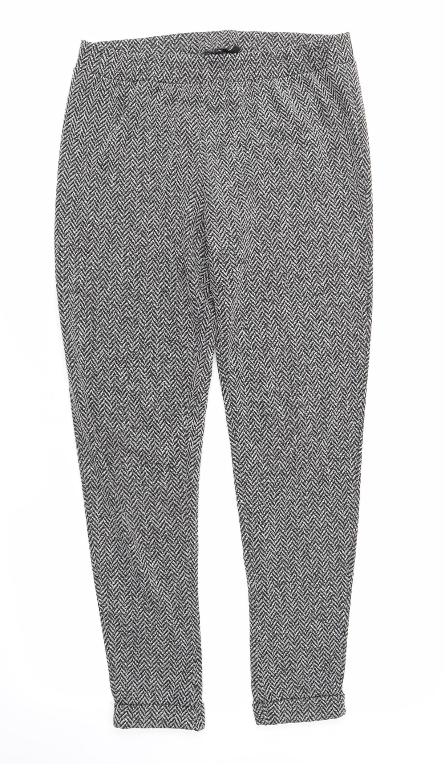 WAREHOSUE Womens Grey Geometric  Trousers  Size 10 L29 in