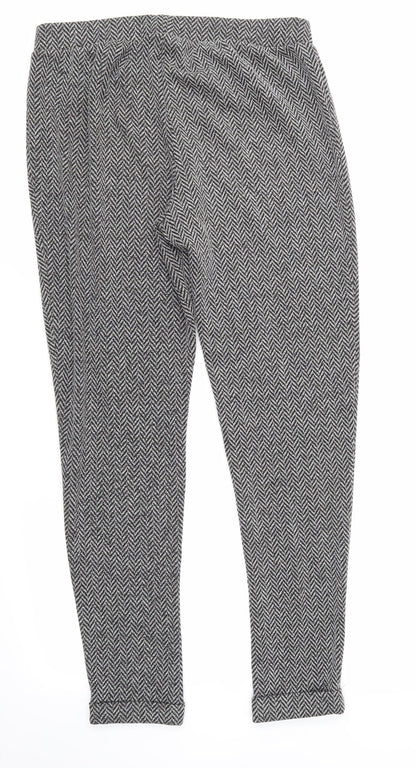 WAREHOSUE Womens Grey Geometric  Trousers  Size 10 L29 in