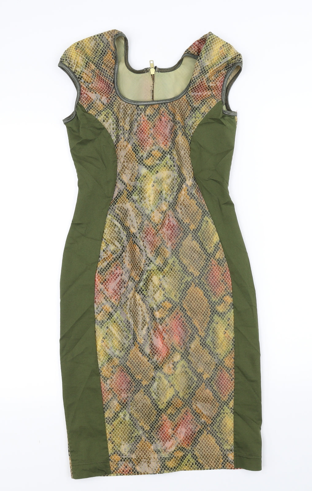 Vicky Martin Womens Green Animal Print  Pencil Dress  Size S