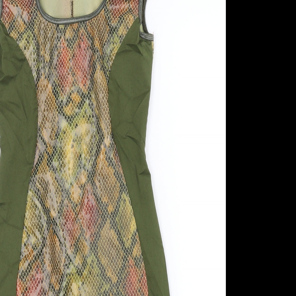 Vicky Martin Womens Green Animal Print  Pencil Dress  Size S