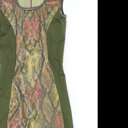 Vicky Martin Womens Green Animal Print  Pencil Dress  Size S