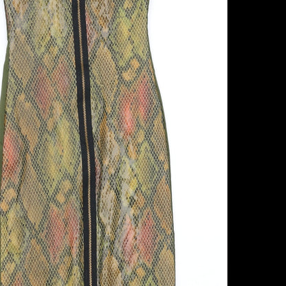 Vicky Martin Womens Green Animal Print  Pencil Dress  Size S