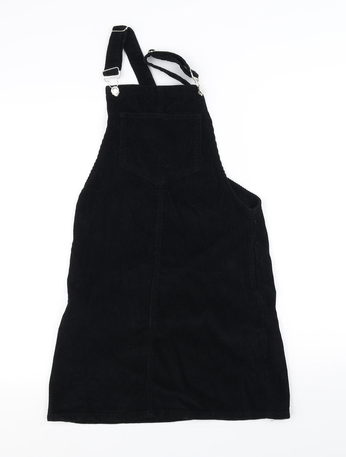 Front view of DENIMCO women’s black a-line, size UK 6