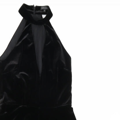 New Look Womens Black  Velour Playsuit One-Piece Size 8 L3 in