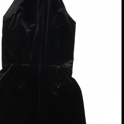 New Look Womens Black  Velour Playsuit One-Piece Size 8 L3 in