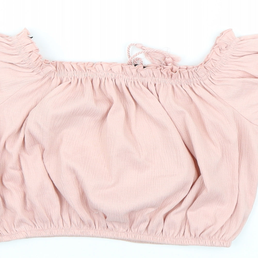 Womens UK Size S Divided by H&M Pink Cropped Tank