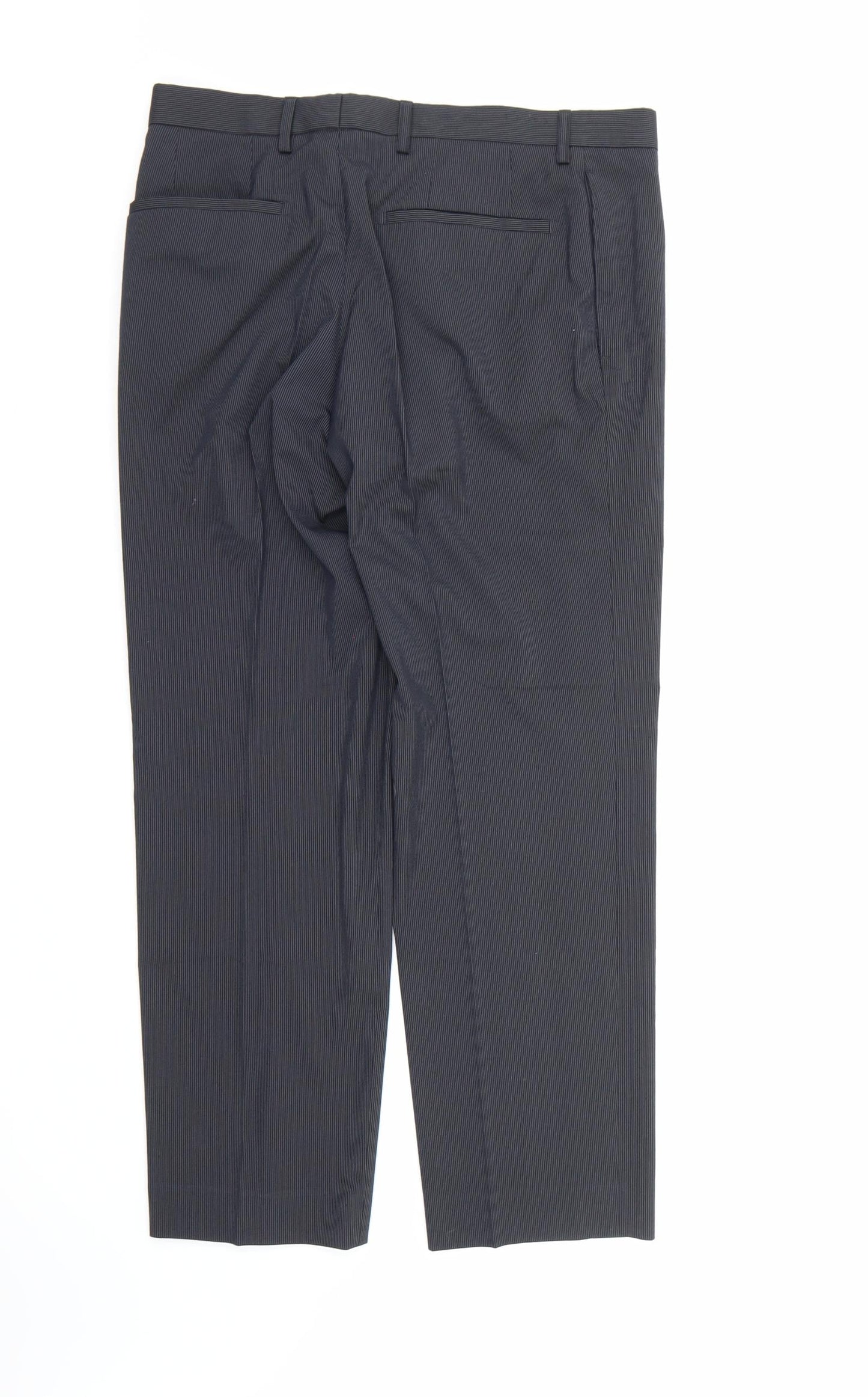 Marks and Spencer Mens Blue Striped Rayon Dress Pants Trousers  L29 in