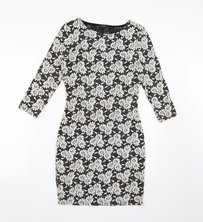 River Island Womens Black Floral  A-Line  Size 8