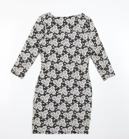 River Island Womens Black Floral  A-Line  Size 8