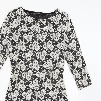 River Island Womens Black Floral  A-Line  Size 8
