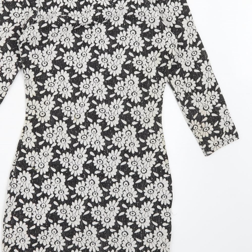 River Island Womens Black Floral  A-Line  Size 8