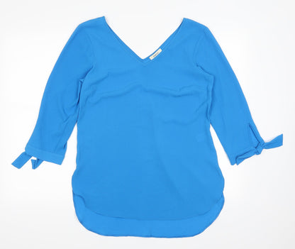 Womens UK Size 10 Papaya Blue Basic Blouse