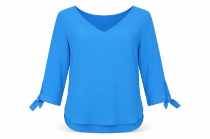 Womens UK Size 10 Papaya Blue Basic Blouse