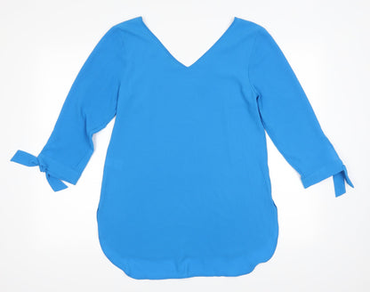 Womens UK Size 10 Papaya Blue Basic Blouse